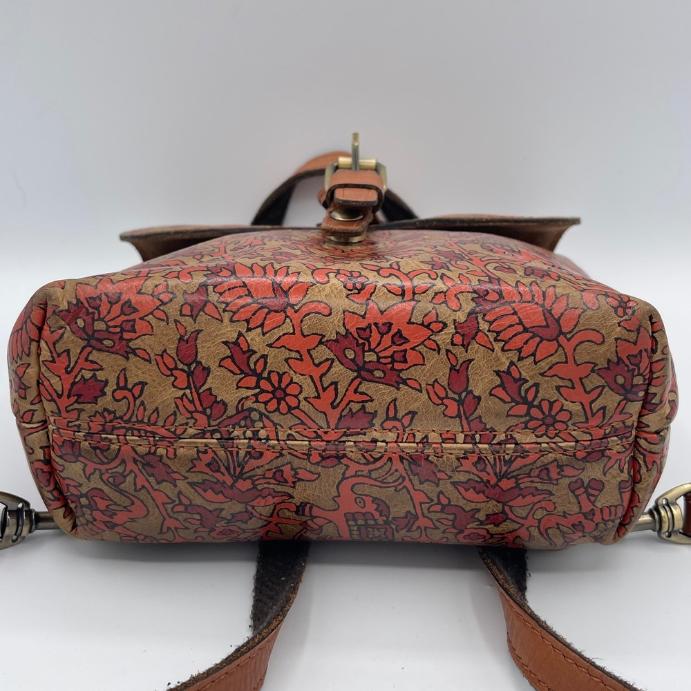 Patricia Nash Leather Mini Backpack Red Floral Elephant Print Boho Buckle Bag - Picture 4 of 13
